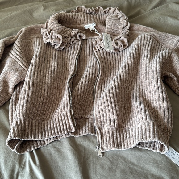 For love and lemons Rey Ruffle Collar Knit Zip-Up Jacket - Picture 10 of 13